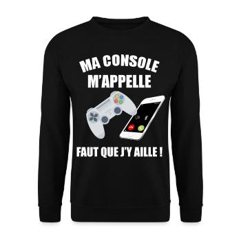Jeux video homme et enfant ma console m'appelle - Sweat-shirt Unisexe - noir - Devant - Alina (178cm) & Michal (187cm)