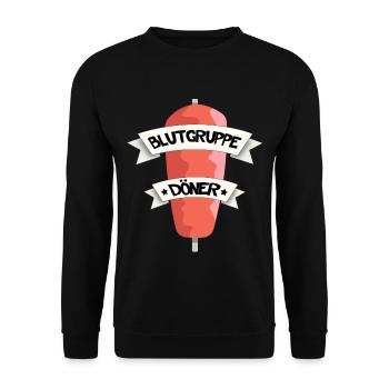 Blutgruppe Döner. Lustig Kebap Kebab Essen fun - Unisex Pullover - Schwarz - Vorne - Alina (178cm) & Michal (187cm)