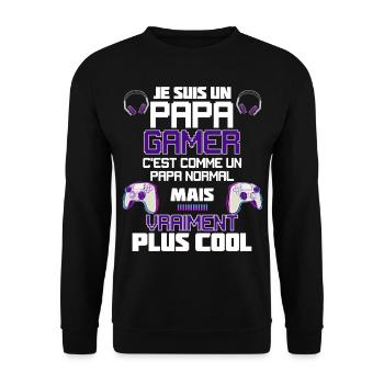 Gamer Humour Papa Joueur de Jeux Vidéo - Sweat-shirt Unisexe - noir - Devant - Alina (178cm) & Michal (187cm)