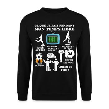 Foot temps libre Idée Cadeau Footballeur Apéritif - Sweat-shirt Unisexe - noir - Devant - Alina (178cm) & Michal (187cm)