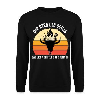 Der Herr des Grills. Grillen. BBQ. Fleisch. Sommer - Unisex Pullover - Schwarz - Vorne - Alina (178cm) & Michal (187cm)
