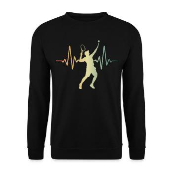 Heartbeat Joueur de tennis Tennis ECG Pulse - Sweat-shirt Unisexe - noir - Devant - Alina (178cm) & Michal (187cm)