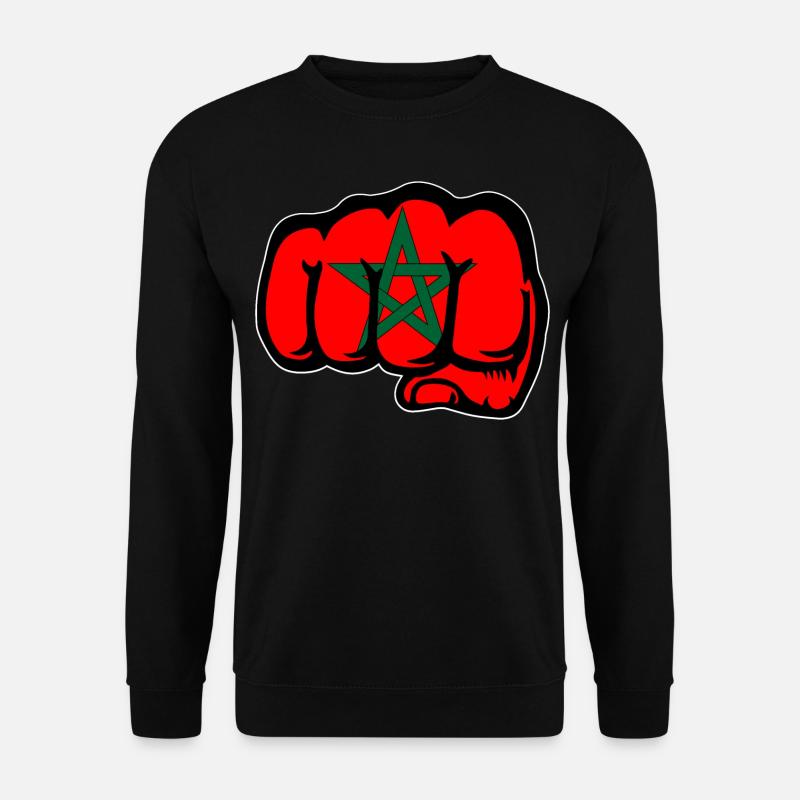 Marokko Flagge Hand Faust - Unisex Pullover - Schwarz