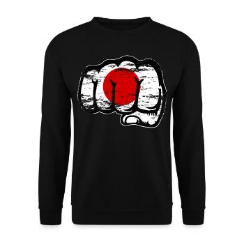 Poing à main de drapeau du Japon utilisé - Sweat-shirt Unisexe - noir - Devant - Alina (178cm) & Michal (187cm)