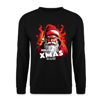 Santa's Hellstare | Hello Xmas - Unisex Pullover - Schwarz - Vorne - Alina (178cm) & Michal (187cm)
