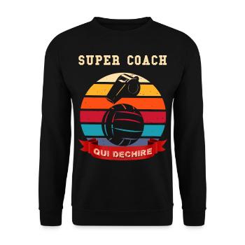 Super Coach Qui Déchire Volley Homme Femme - Sweat-shirt Unisexe - noir - Devant - Alina (178cm) & Michal (187cm)