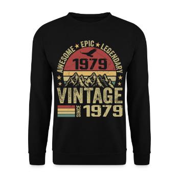 Vintage 1979 Birthday Gift 1979 - Born in 1979 - Unisex Sweatshirt - black - Front - Alina (178cm) & Michal (187cm)