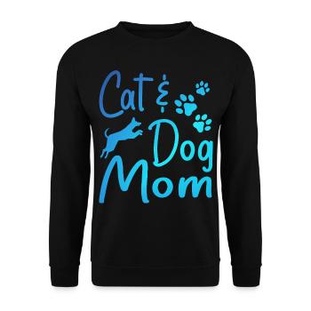Pet Cat And Dog Mom Tees For Women, Cat Dog Mom - Sweat-shirt Unisexe - noir - Devant - Alina (178cm) & Michal (187cm)