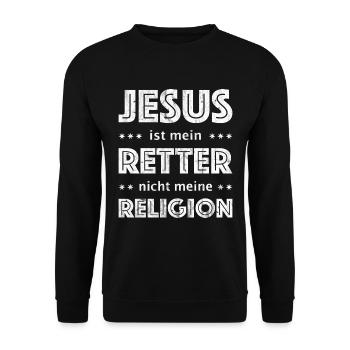 Jesus ist mein Retter nicht meine Religion - Unisex Pullover - Schwarz - Vorne - Alina (178cm) & Michal (187cm)