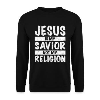 Jesus Is My Savior Not My Religion - Unisex Sweatshirt - black - Front - Alina (178cm) & Michal (187cm)