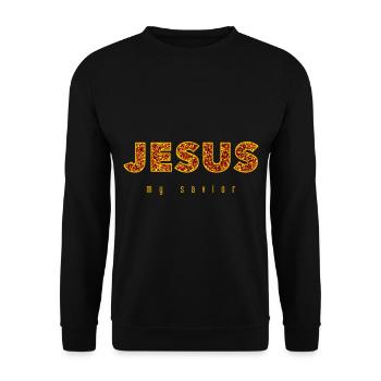 Jesus My Savior | Glitter gold - Unisex Sweatshirt - black - Front - Alina (178cm) & Michal (187cm)