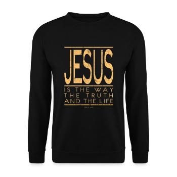 Jesus Is The Way The Truth And The Life - Unisex Pullover - Schwarz - Vorne - Alina (178cm) & Michal (187cm)