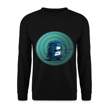 Bogenschießen Bogenschiessen Cartoon Comic - Unisex Pullover - Schwarz - Vorne - Alina (178cm) & Michal (187cm)