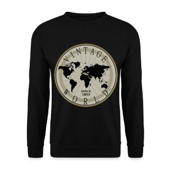 Vintage Shirt, Pillow, Women, Globe, Cup - Unisex Sweatshirt - black - Front - Alina (178cm) & Michal (187cm)
