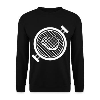 BBQ Grill mit Grillfleisch - Unisex Pullover - Schwarz - Vorne - Alina (178cm) & Michal (187cm)