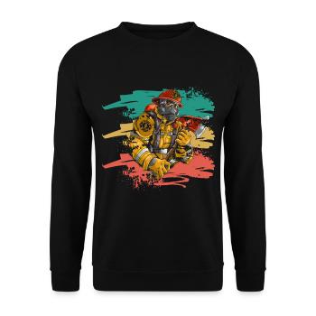 firefighter - Unisex Pullover - Schwarz - Vorne - Alina (178cm) & Michal (187cm)