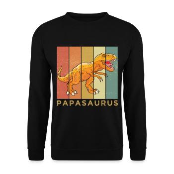 papasaurus - Unisex Pullover - Schwarz - Vorne - Alina (178cm) & Michal (187cm)