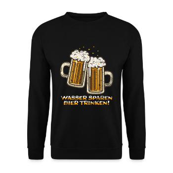 wasser sparen bier trinken - Unisex Pullover - Schwarz - Vorne - Alina (178cm) & Michal (187cm)
