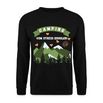 Camping vom Stress erholen - Unisex Pullover - Schwarz - Vorne - Alina (178cm) & Michal (187cm)