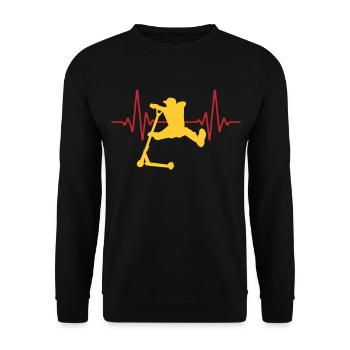 Herzschlag Scooter Roller Stunt | Farben änderbar - Unisex Pullover - Schwarz - Vorne - Alina (178cm) & Michal (187cm)