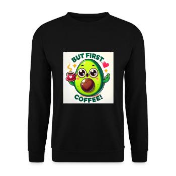 Funny Avocado Coffee Lover Shirt - Unisex Sweatshirt - black - Front - Alina (178cm) & Michal (187cm)