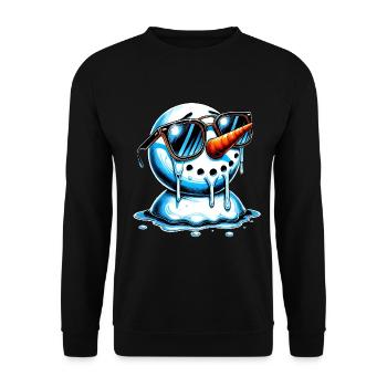 Schmelzender Schneemann mit kühlen Farbtönen - Unisex Pullover - Schwarz - Vorne - Alina (178cm) & Michal (187cm)