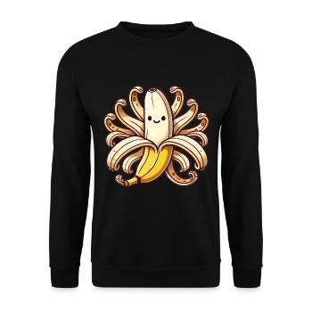 Playful OctoBanana Illustration - Unisex Sweatshirt - black - Front - Alina (178cm) & Michal (187cm)