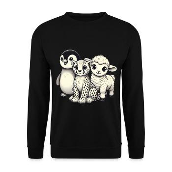 Adorable Baby Animals Cartoon Trio - Unisex Sweatshirt - black - Front - Alina (178cm) & Michal (187cm)