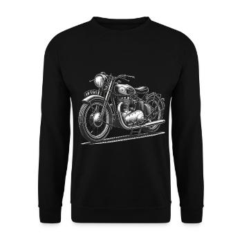 Vintage Motorcycle Line Art Design - Unisex Sweatshirt - black - Front - Alina (178cm) & Michal (187cm)