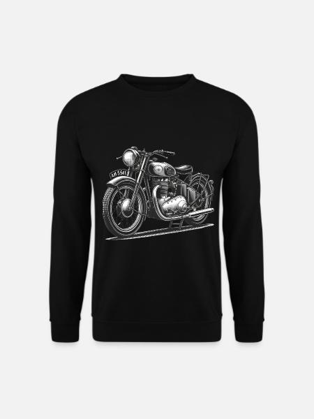 Vintage Motorrad Linie Kunst Design - Unisex Pullover - Schwarz