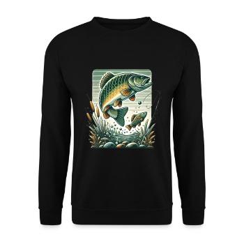 Graphique d’aventure de pêche vintage - Sweat-shirt Unisexe - noir - Devant - Alina (178cm) & Michal (187cm)