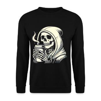 Chill Skeleton avec sweat à capuche café - Sweat-shirt Unisexe - noir - Devant - Alina (178cm) & Michal (187cm)