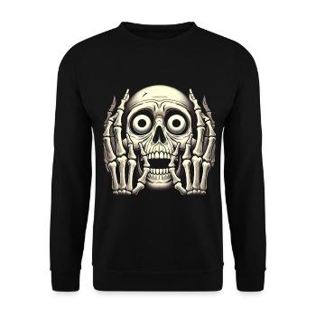 Eternal Horror Skeleton Face Graphic - Unisex Sweatshirt - black - Front - Alina (178cm) & Michal (187cm)