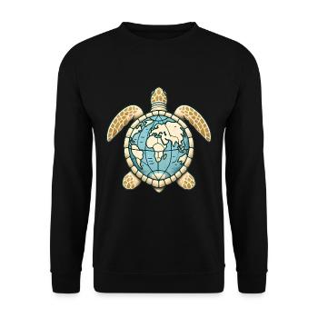 Illustration du globe de la tortue de la Terre - Sweat-shirt Unisexe - noir - Devant - Alina (178cm) & Michal (187cm)
