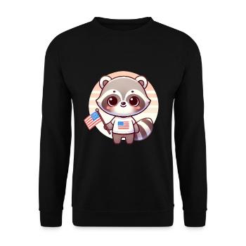 Raton laveur patriotique avec chemise drapeau des États-Unis - Sweat-shirt Unisexe - noir - Devant - Alina (178cm) & Michal (187cm)