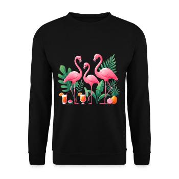 Tropische Flamingos Säfte Illustration - Unisex Pullover - Schwarz - Vorne - Alina (178cm) & Michal (187cm)