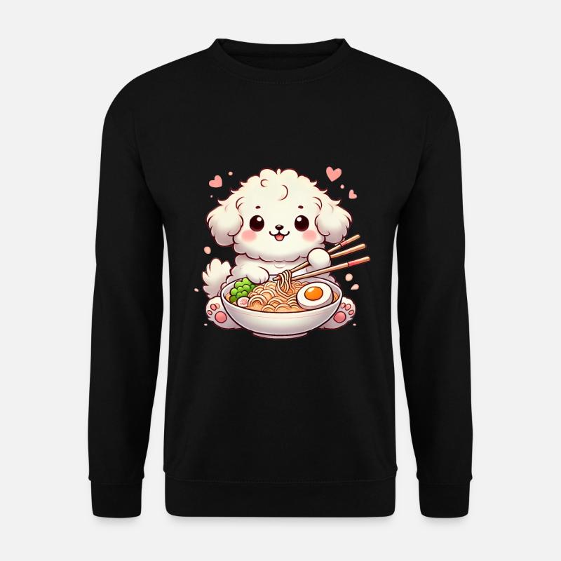 adorable chiot mangeant des ramen, illustration - Sweat-shirt Unisexe - noir