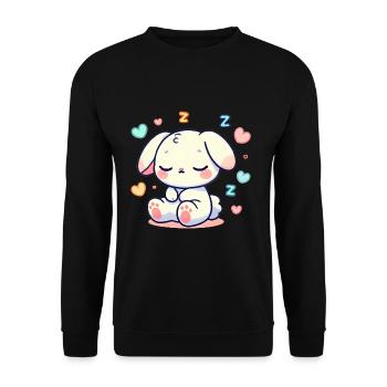 Sleepy Bunny Pastel Illustration - Unisex Sweatshirt - black - Front - Alina (178cm) & Michal (187cm)