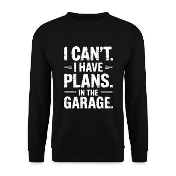 Funny I CAN'T I HAVE PLANS IN THE GARAGE Engineer - Sweat-shirt Unisexe - noir - Devant - Alina (178cm) & Michal (187cm)