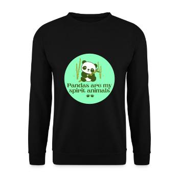 Pandas sind mein Geisttier - Unisex Pullover - Schwarz - Vorne - Alina (178cm) & Michal (187cm)