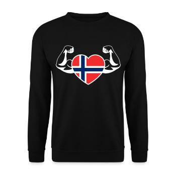 Norwegen Flagge Norge Wikinger Oslo Geschenk - Unisex Pullover - Schwarz - Vorne - Alina (178cm) & Michal (187cm)