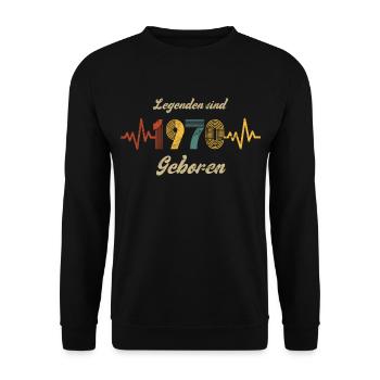 Geburtstag Baujahr 1970 Vintage Retro Spruch - Unisex Pullover - Schwarz - Vorne - Alina (178cm) & Michal (187cm)