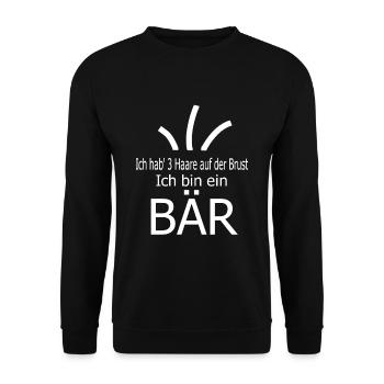 Ich hab' 3 Haare auf der Brust ich bin ein Bär - Unisex Pullover - Schwarz - Vorne - Alina (178cm) & Michal (187cm)