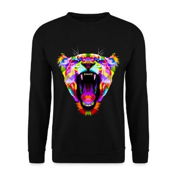 Tiger Predator Big Cat Polygon Colorful Gift - Unisex Sweatshirt - black - Front - Alina (178cm) & Michal (187cm)