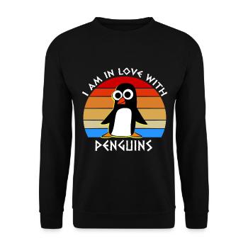 I'm in love with penguins - Unisex Sweatshirt - black - Front - Alina (178cm) & Michal (187cm)