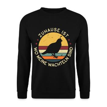 Zuhause Ist Wo Meine Wachteln Sind - Unisex Pullover - Schwarz - Vorne - Alina (178cm) & Michal (187cm)