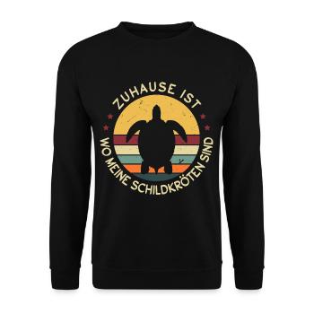 Zuhause Ist Wo Meine Schildkröten Sind - Unisex Pullover - Schwarz - Vorne - Alina (178cm) & Michal (187cm)