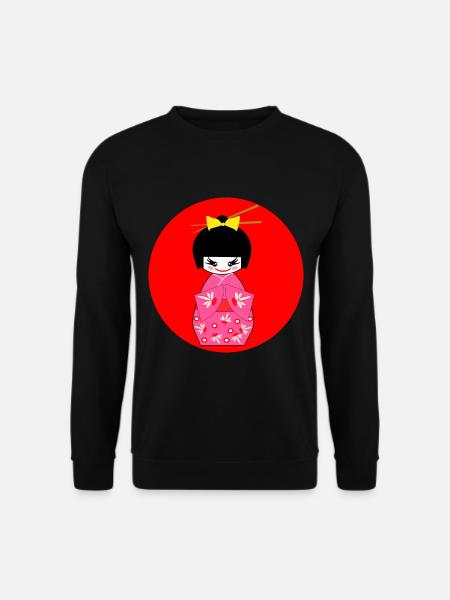 Kimono girl Japan japanese japanese pink red - Unisex Sweatshirt - black