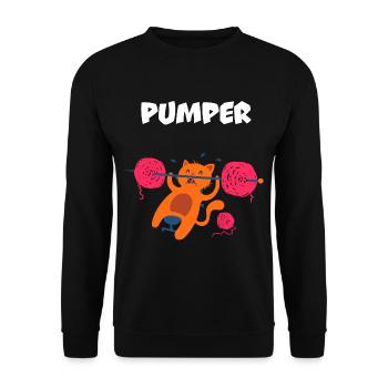 Pumper Katze - Unisex Pullover - Schwarz - Vorne - Alina (178cm) & Michal (187cm)