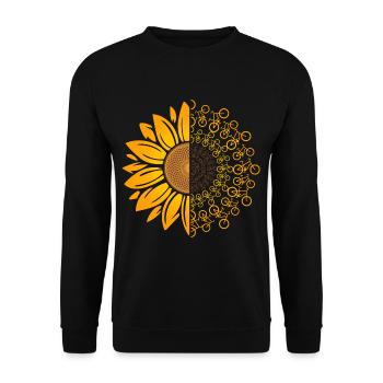 Sonnenblume Fahrräder Retro Fahrrad Radsport - Unisex Pullover - Schwarz - Vorne - Alina (178cm) & Michal (187cm)